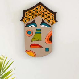 ExclusiveLane Multicolor Pinewood Tribal African Old-Lady Mask Decorative Wall Hanging-picture-17