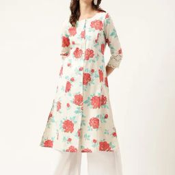 Divena Cream Cotton Floral Print A Line Kurta-picture-16