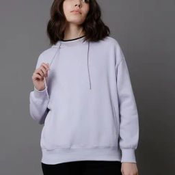 High Star Lavender Cotton Regular Fit Hoodie-image-23