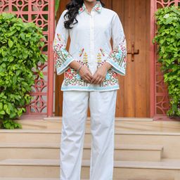 ZUMMER Embroidered Pure Cotton Shirt With Trouser Co-Ords-picture-28