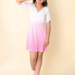 LilPicks Kids White & Pink Solid Dress-image-15