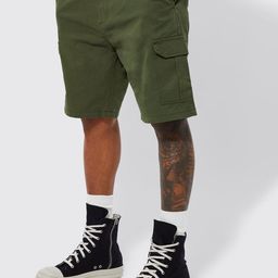 boohooMAN Relax Fit Denim Cargo Shorts-image-69
