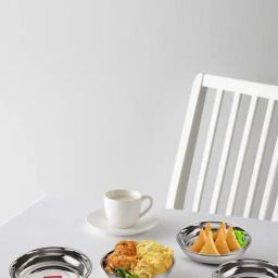 HAZEL Silver Stainless Steel Large Designer Dishes - Set of 6-12