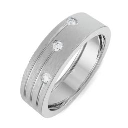 EMORI White Gold Tri Lab Grown Diamond Band for Men-image-61