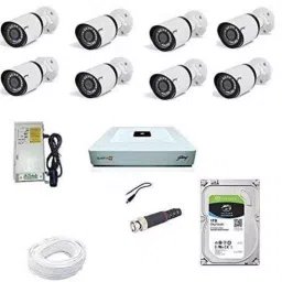 Godrej See Thru 1080P Full HD White CCTV Camera Kit with Hard Disk, Godrej 2 MP 8 BULLET 1 TBHD-26