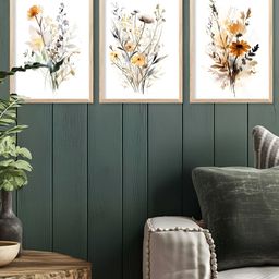 Kotart Brown & White 3 Pieces Floral Wooden Wall Arts-picture-12