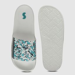 Solethreads Men White & Blue Printed Sliders image 5