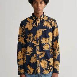 GANT Yellow Linen Regular Fit Printed Shirt-picture-6