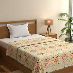 home expressions Ambrosia Beige & Red Printed AC Room 120 GSM Single Bed Dohar-picture-12