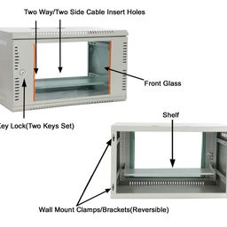 Server Rack 6U Combo Wall Mounted Rack with 6 Power Socket & Cable - Lock & Keys - Tray (1 No) - 1 Cooling Fan and Adjustable Shelf image 4