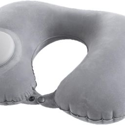 Mishrit Foldable Travel Pillow That can be inflated at The Push of a Button (Gray) image 1