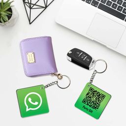 party gift Square Personalized QR Code Keyring Customized Scannable Keychain image 4