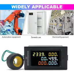 amiciSense Digital Energy Meter Single phase 6 in 1, 40V-300V AC 100A Power Meter with Multi-Colour Display (22kW) image 4