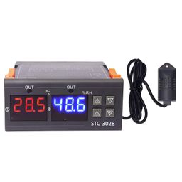 DHRUVPRO STC-3028 DC 12V Digital Thermostat 10A Relay Temperature Humidity controller with SHT20 Prove Sensor image 1
