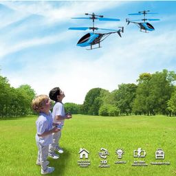 KIDZYMON® RC Safety Sensor Flying Helicopter with Radio Remote, 2 in 1 Hand Sensor and Remote Operating, 3D led Light, Gravity Sensing, for Kids Age 4+, Indoor & Outdoor Fun, Pack of 1 (Blue) image 5