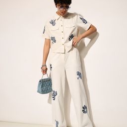 ONLY Women Ethnic Motifs Embroidered Straight Fit High-Rise Trousers-image-21