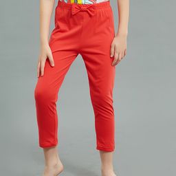 Kookie Kids Full Length Cotton Lycra Leggings With Bow - Red-image-98