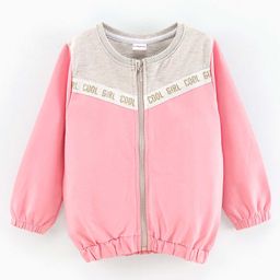 Babyhug Full Sleeves Sweat Jacket with Tape Detailing - Pink-image-87