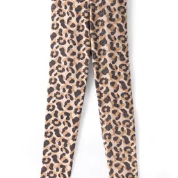 Pine Kids Cotton Spandex Full Length Stretchable Leggings Leopard Print - Beige-picture-8