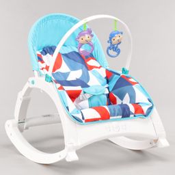 Play Nation Portable Baby Rocker With Music Soothing Vibration & Feeding Tray with Toys-Blue-80