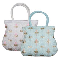 Kuber Industries Hand Bag  Traditional Hand Bag  Silk Wallet Hand Bag  Woman Tote Hand Bag  Ladies Purse Handbag  Gifts Hand Bag  Curved Shape Embroidery Hand Bag  Pack of 2  Multi-image-90