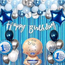 Surprise Decor Banter First Birthday Decorations for Boys - 1st Birthday Theme Decoration for Boys - First Birthday Party Supplies for Boys 48 Pieces-image-80