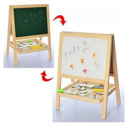 YAMAMA Wooden Magnetic Double-sided Small Drawing Board With Balck And White Board Adjustable Standing Easel Marker Duster Chalkbox Alphabets Number Set Wooden Toy Magnetic Toy Educational Toy For Kids - Multicolor-22