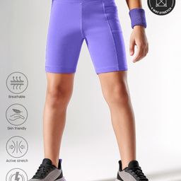 Pine Active Premium Knit Ultra Comfort Super Stretch Aero Soft Solid Cycling Shorts - Purple-image-75
