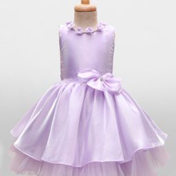 Bluebell Tissue Woven Sleeveless Party Dress With Floral Applique - Purple-image-65