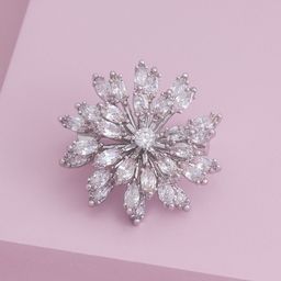 Kushal's Fashion Jewellery Rhodium-Plated Zircon Studded Saree Brooch Clip-image-66