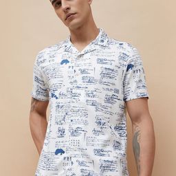 CODE by Lifestyle Men Typography Printed Cuban Collar Casual Shirt-picture-6