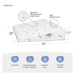 Cherilo Full Size Elevated Wedge Pillow Triangle Design - White image 4