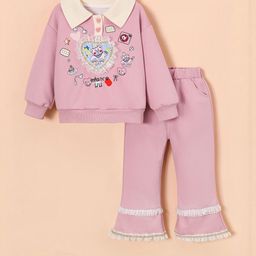 Hopscotch Girls Printed Contrast Collar Pant Clothing Set-picture-30