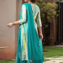 GoSriKi Women Printed Regular Kurta with Trousers & With Dupatta image 3