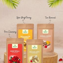 YASHU Set Of 4 Rose Kasturi Multani Sandal Facial Kit - 400Gms-3