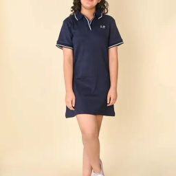 LilPicks Kids Navy Solid Shirt Dress-image-14