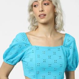 Only Blue Embroidered Crop Top-image-58
