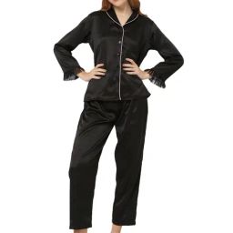 Smarty Pants Black Satin  Shirt With Pyjamas-image-84