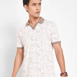Peregrine By Pantaloons White Cotton Slim Fit Printed Polo T-Shirt-picture-49