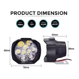 Cartronics 9 Led Shilon Fog Light White With On/Off Swich For Yamaha RayZR 125 image 3