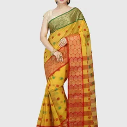 Crochetin Woven Design Zari Pure Cotton Taant Saree-picture-12