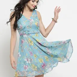 Sera Blue Floral Print Dress-image-88