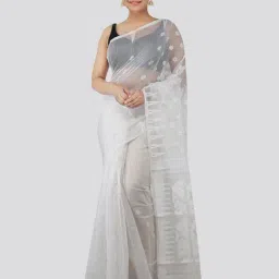 Pinkloom White Woven Jamdani Saree-picture-12