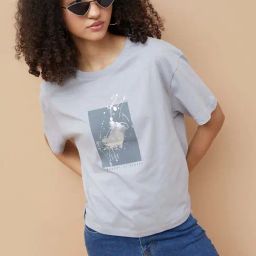 Fame Forever By Lifestyle Light Grey Cotton Regular Fit Printed T-Shirt-picture-10