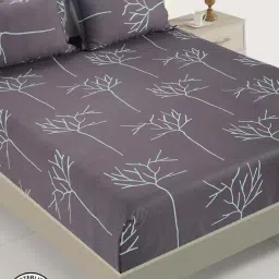 Swayam Printed Brown 180 TC Cotton King Bedsheet with 2 Pillow Covers-picture-15