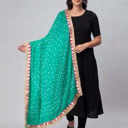 Aditi Wasan Light Green Printed Bandhani Dupatta-9