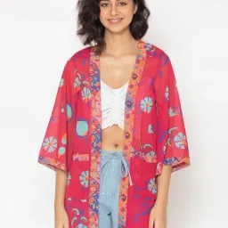 SHAYE Red Printed Kimono-31