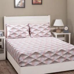 Maspar Pink 210 TC Cotton King Bed Sheet with 2 Pillow Covers-image-34