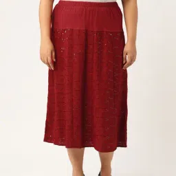 theRebelinme Red Circular Maxi Skirt-image-38