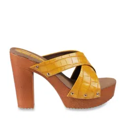 Catwalk Women's Yellow Cross Strap Sandals-image-16